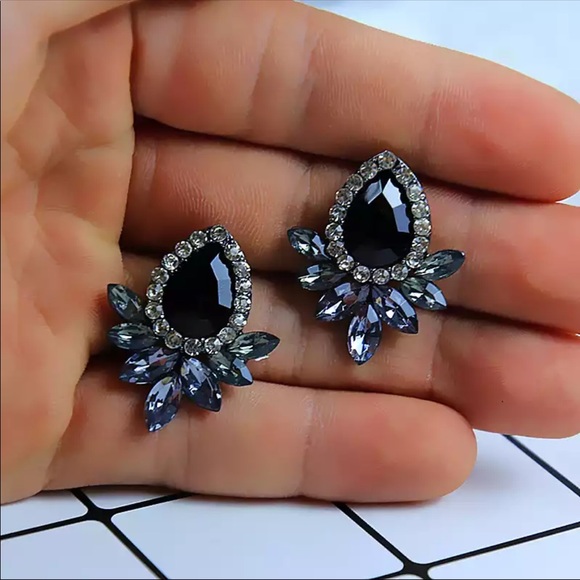 Jewelry - New Crystal Rhinestone Black Glass earrings